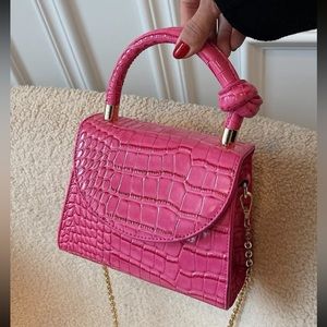Mini Croc Embossed Knot Detail Chain Bag